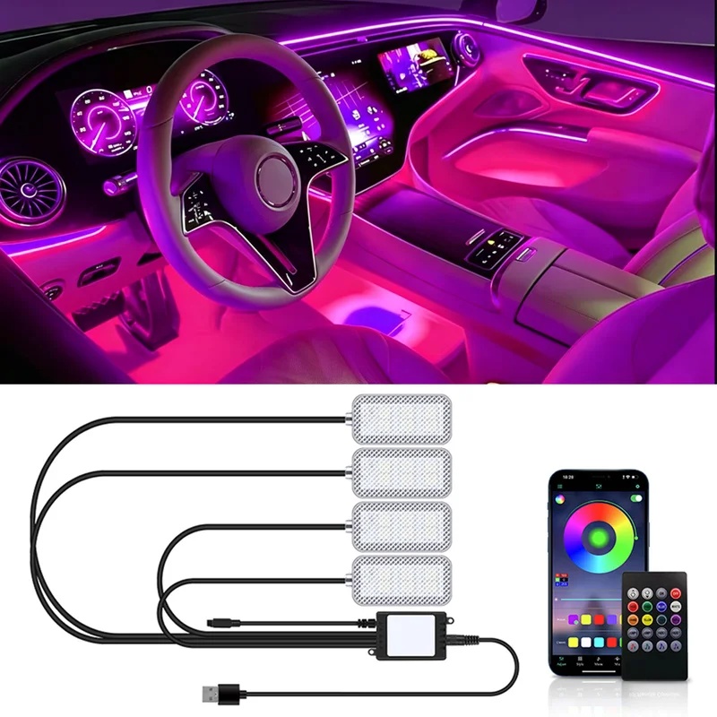 Led Ambient Interior Car Lights App Control - إضاءة داخلية للسيارة بتقنية النيون LED،