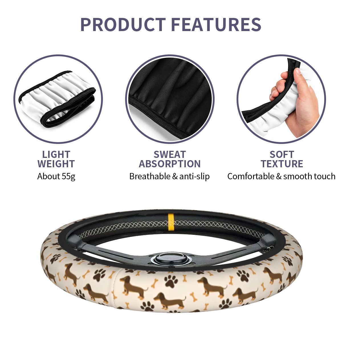 لطيف الألماني عجلة توجيه سيارة - مراجعة Car Steering Wheel Cover Anti Slip Breathable وسعره